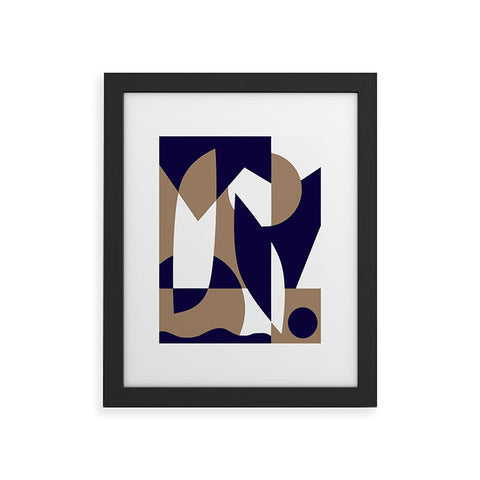 Little Dean Geometric pattern in navy Framed Art Print