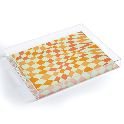 Little Dean Green and orange checkers Acrylic Tray