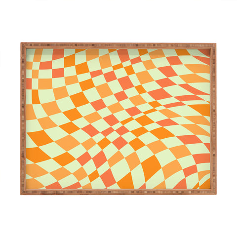 Little Dean Green and orange checkers Rectangular Tray