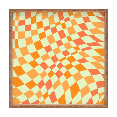 Little Dean Green and orange checkers Square Tray