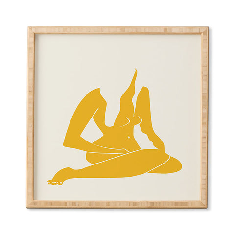 Little Dean Long hair nude in yellow Framed Wall Art
