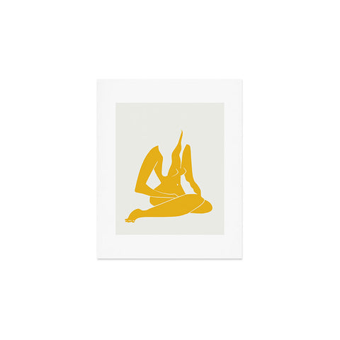 Little Dean Long hair nude in yellow Art Print