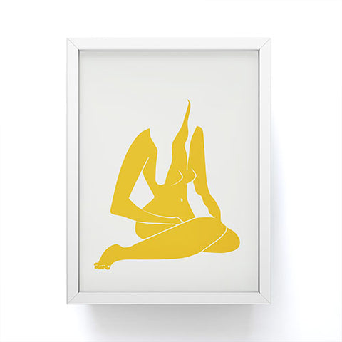 Little Dean Long hair nude in yellow Framed Mini Art Print