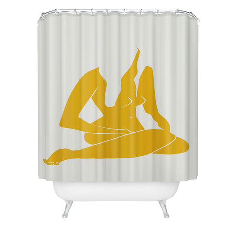 Little Dean Long hair nude in yellow Shower Curtain