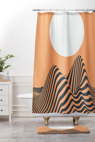 Little Dean Minimal landscape Shower Curtain And Mat