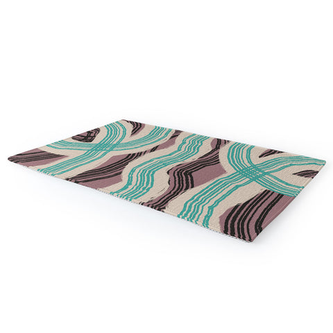 Little Dean Muted pink and green stripe Area Rug