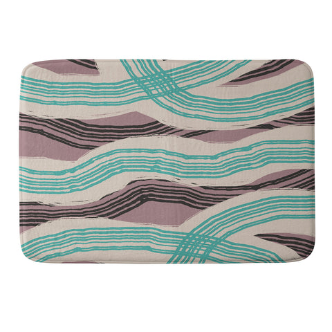 Little Dean Muted pink and green stripe Memory Foam Bath Mat