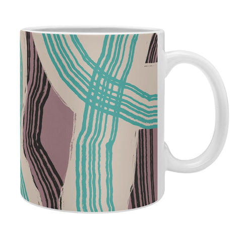 Little Dean Muted pink and green stripe Coffee Mug