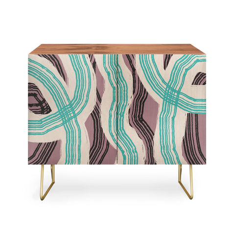 Little Dean Muted pink and green stripe Credenza