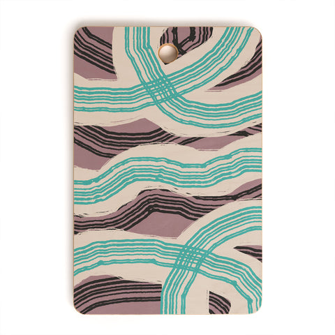Little Dean Muted pink and green stripe Cutting Board Rectangle