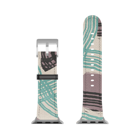 Little Dean Muted pink and green stripe Apple Watch Band