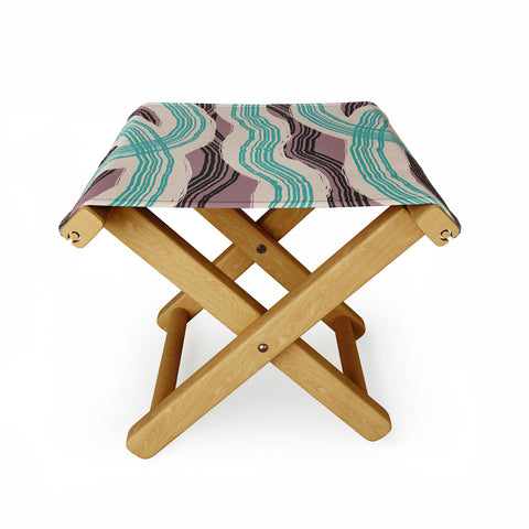 Little Dean Muted pink and green stripe Folding Stool