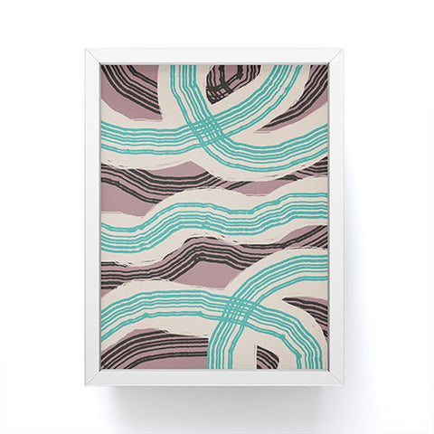 Little Dean Muted pink and green stripe Framed Mini Art Print