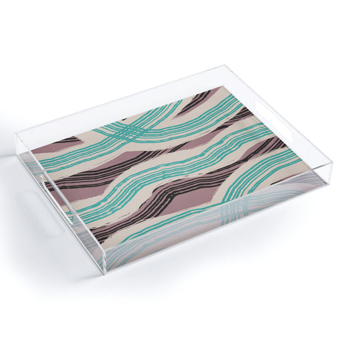 Little Dean Muted pink and green stripe Acrylic Tray