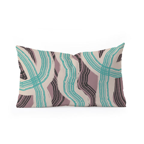 Little Dean Muted pink and green stripe Oblong Throw Pillow