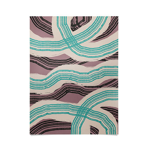 Little Dean Muted pink and green stripe Poster