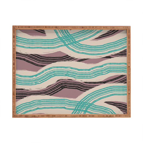 Little Dean Muted pink and green stripe Rectangular Tray