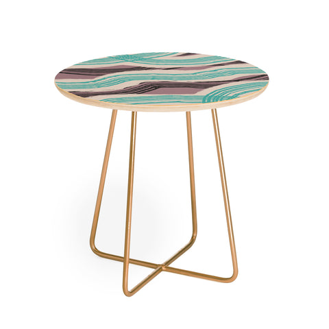 Little Dean Muted pink and green stripe Round Side Table