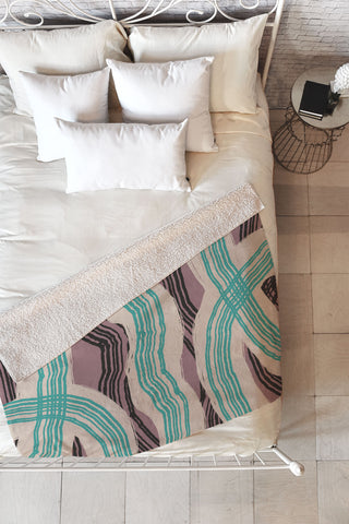 Little Dean Muted pink and green stripe Fleece Throw Blanket