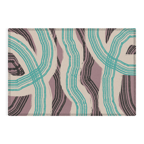 Little Dean Muted pink and green stripe Outdoor Rug