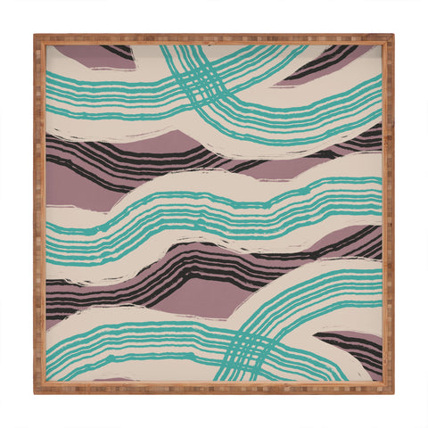 Little Dean Muted pink and green stripe Square Tray