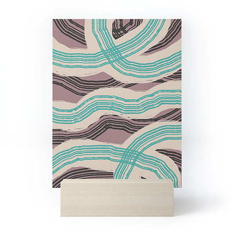 Little Dean Muted pink and green stripe Mini Art Print