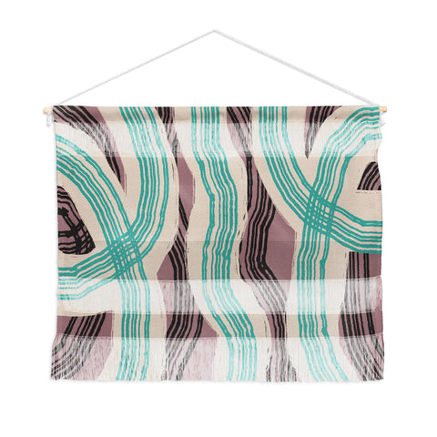 Little Dean Muted pink and green stripe Wall Hanging Landscape