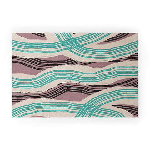 Little Dean Muted pink and green stripe Welcome Mat