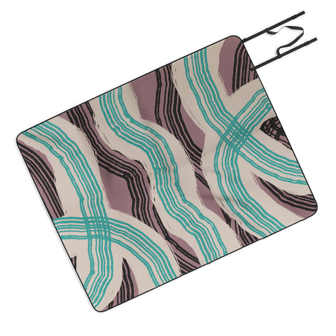 Little Dean Muted pink and green stripe Picnic Blanket