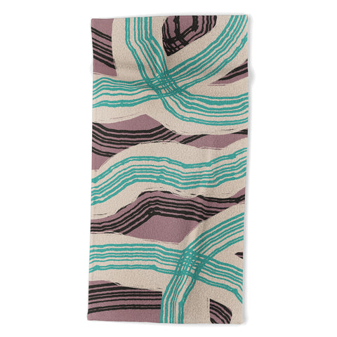Little Dean Muted pink and green stripe Beach Towel