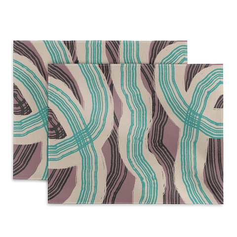 Little Dean Muted pink and green stripe Placemat