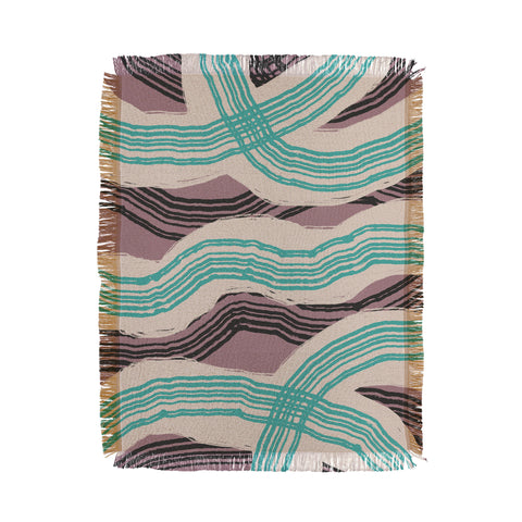 Little Dean Muted pink and green stripe Throw Blanket