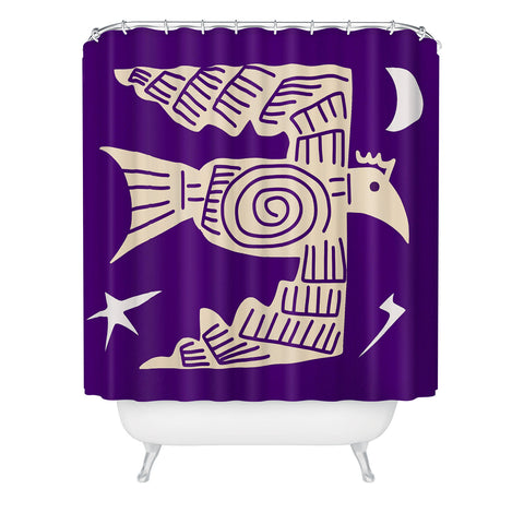 Little Dean Night bird in purple Shower Curtain