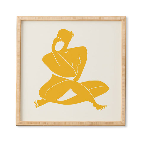 Little Dean Nude sitting in yellow Framed Wall Art
