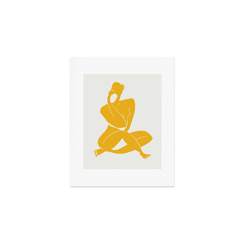 Little Dean Nude sitting in yellow Art Print