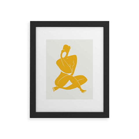 Little Dean Nude sitting in yellow Framed Art Print