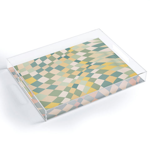 Little Dean Olive green checkered twist Acrylic Tray
