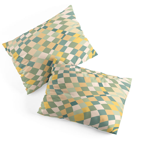 Little Dean Olive green checkered twist Pillow Shams