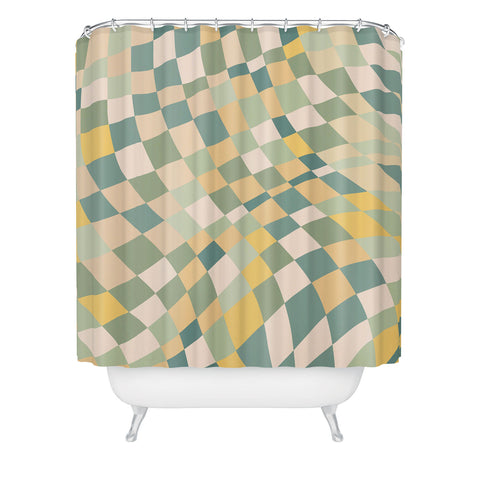 Little Dean Olive green checkered twist Shower Curtain