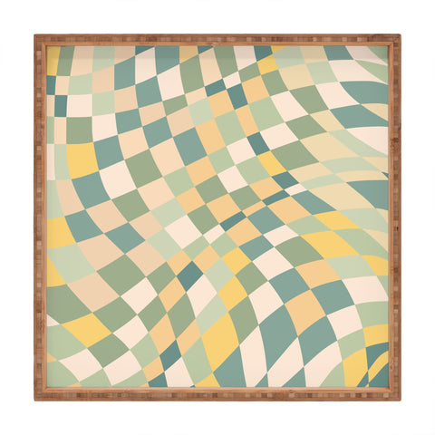 Little Dean Olive green checkered twist Square Tray