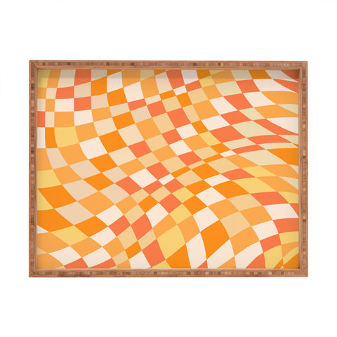 Little Dean Orange shades checkers Rectangular Tray