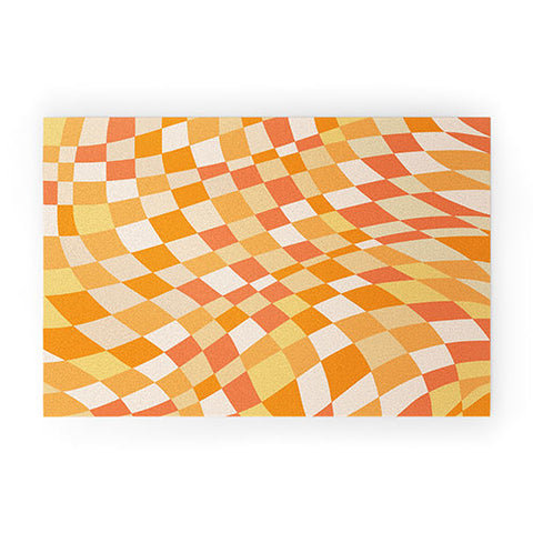 Little Dean Orange shades checkers Welcome Mat