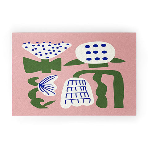 Little Dean Pink lotus arrangement Welcome Mat