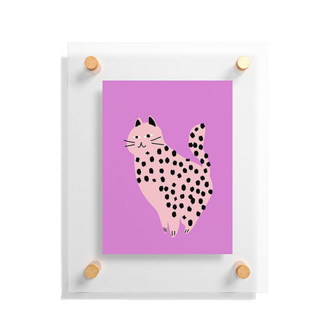 Little Dean Pink power cat Floating Acrylic Print