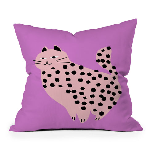 Little Dean Pink power cat Outdoor Throw Pillow
