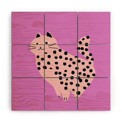 Little Dean Pink power cat Wood Wall Mural