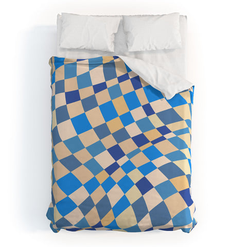 Little Dean Retro blue checkered pattern Duvet Cover