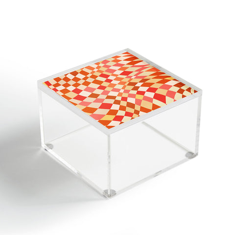 Little Dean Shades of red checker pattern Acrylic Box