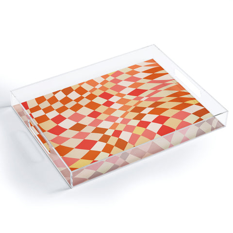 Little Dean Shades of red checker pattern Acrylic Tray