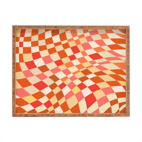 Little Dean Shades of red checker pattern Rectangular Tray